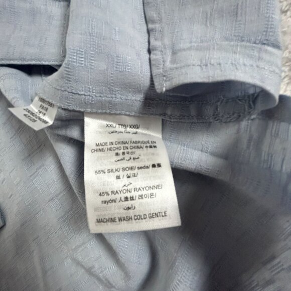 Tasso Elba Men Silk Blend Button Up Short Sleeve Shirt XXL Light Blue Casual New - Picture 4 of 7